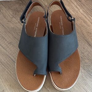 Adrienne Vittadini Black and Brown Slingback Sandals